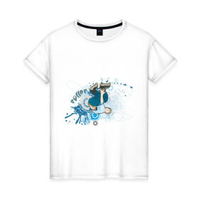 Женская футболка хлопок с принтом Роллер в Петрозаводске, 100% хлопок | прямой крой, круглый вырез горловины, длина до линии бедер, слегка спущенное плечо | катание на роликах | ролики | роллер | экстрим