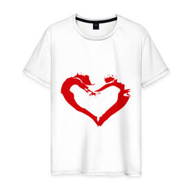 Мужская футболка хлопок с принтом Он и она в Петрозаводске, 100% хлопок | прямой крой, круглый вырез горловины, длина до линии бедер, слегка спущенное плечо. | валентинка | валентинов день | день влюбленных | день всех влюбленных | день святого валентина | сердечко | сердце