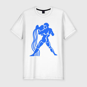 Мужская футболка премиум с принтом Водолей (2) в Петрозаводске, 92% хлопок, 8% лайкра | приталенный силуэт, круглый вырез ворота, длина до линии бедра, короткий рукав | zodiac | водолей | гороскоп | знаки зодиака