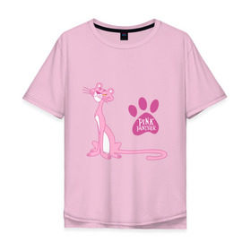 Мужская футболка хлопок Oversize с принтом Розовая Пантера в Петрозаводске, 100% хлопок | свободный крой, круглый ворот, “спинка” длиннее передней части | Тематика изображения на принте: pink panther | розовая пантера