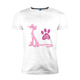 Мужская футболка премиум с принтом Розовая Пантера в Петрозаводске, 92% хлопок, 8% лайкра | приталенный силуэт, круглый вырез ворота, длина до линии бедра, короткий рукав | pink panther | розовая пантера