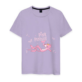 Мужская футболка хлопок с принтом Pink panther в Петрозаводске, 100% хлопок | прямой крой, круглый вырез горловины, длина до линии бедер, слегка спущенное плечо. | pink panther | розовая пантера