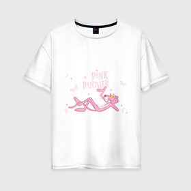 Женская футболка хлопок Oversize с принтом Pink panther в Петрозаводске, 100% хлопок | свободный крой, круглый ворот, спущенный рукав, длина до линии бедер
 | pink panther | розовая пантера