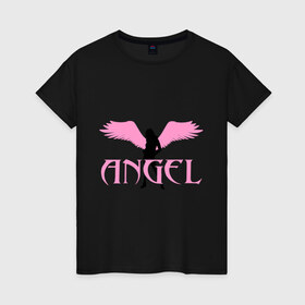 Женская футболка хлопок с принтом Angel в Петрозаводске, 100% хлопок | прямой крой, круглый вырез горловины, длина до линии бедер, слегка спущенное плечо | wings | ангел | девушка | крылья