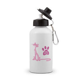 Бутылка спортивная с принтом Розовая Пантера в Петрозаводске, металл | емкость — 500 мл, в комплекте две пластиковые крышки и карабин для крепления | pink panther | розовая пантера