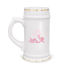 Кружка пивная с принтом Розовая Пантера (2) в Петрозаводске,  керамика (Материал выдерживает высокую температуру, стоит избегать резкого перепада температур) |  объем 630 мл | pink panther | розовая пантера