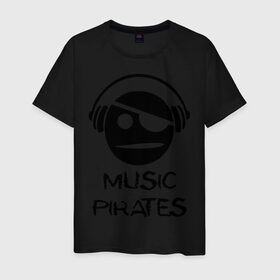 Мужская футболка хлопок с принтом Music pirates в Петрозаводске, 100% хлопок | прямой крой, круглый вырез горловины, длина до линии бедер, слегка спущенное плечо. | 