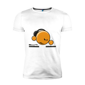 Мужская футболка премиум с принтом Смайл DJ в Петрозаводске, 92% хлопок, 8% лайкра | приталенный силуэт, круглый вырез ворота, длина до линии бедра, короткий рукав | deejay | dj | smile | диджей | смайл | смайлик | улыбка