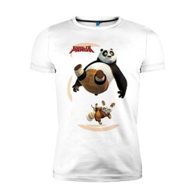 Мужская футболка премиум с принтом Kung Fu Panda 2 в Петрозаводске, 92% хлопок, 8% лайкра | приталенный силуэт, круглый вырез ворота, длина до линии бедра, короткий рукав | панда