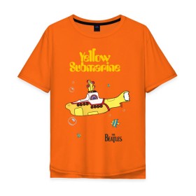 Мужская футболка хлопок Oversize с принтом Yellow submarine в Петрозаводске, 100% хлопок | свободный крой, круглый ворот, “спинка” длиннее передней части | Тематика изображения на принте: beatles | rock | yellow submarine | битлз | желтая подводная лодка | рок