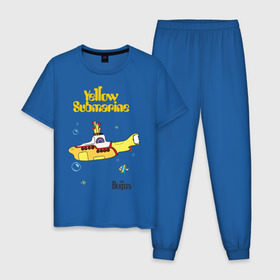 Мужская пижама хлопок с принтом Yellow submarine в Петрозаводске, 100% хлопок | брюки и футболка прямого кроя, без карманов, на брюках мягкая резинка на поясе и по низу штанин
 | beatles | rock | yellow submarine | битлз | желтая подводная лодка | рок