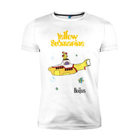 Мужская футболка премиум с принтом Yellow submarine в Петрозаводске, 92% хлопок, 8% лайкра | приталенный силуэт, круглый вырез ворота, длина до линии бедра, короткий рукав | Тематика изображения на принте: beatles | rock | yellow submarine | битлз | желтая подводная лодка | рок