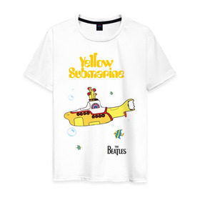 Мужская футболка хлопок с принтом Yellow submarine в Петрозаводске, 100% хлопок | прямой крой, круглый вырез горловины, длина до линии бедер, слегка спущенное плечо. | beatles | rock | yellow submarine | битлз | желтая подводная лодка | рок