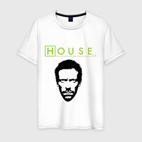 Мужская футболка хлопок с принтом Доктор Хаус в Петрозаводске, 100% хлопок | прямой крой, круглый вырез горловины, длина до линии бедер, слегка спущенное плечо. | everybody lies | haus | house | все лгут | доктор | хауз | хаус | хью лори