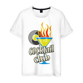 Мужская футболка хлопок с принтом Клубный коктейль в Петрозаводске, 100% хлопок | прямой крой, круглый вырез горловины, длина до линии бедер, слегка спущенное плечо. | cocktail | бар | клубный коктейль | коктейль