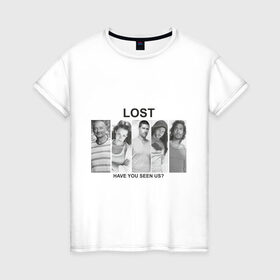 Женская футболка хлопок с принтом lost (5) в Петрозаводске, 100% хлопок | прямой крой, круглый вырез горловины, длина до линии бедер, слегка спущенное плечо | lost | лост | остаться в живых