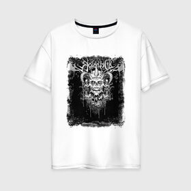 Женская футболка хлопок Oversize с принтом Dethklok (1) в Петрозаводске, 100% хлопок | свободный крой, круглый ворот, спущенный рукав, длина до линии бедер
 | heavy metal | metal | rock | trash metal | квартет | метал | рок | рок группа | рок группы | трэш метал | хеви метал