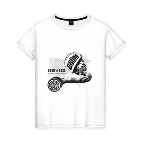 Женская футболка хлопок с принтом D `n `B music revolution в Петрозаводске, 100% хлопок | прямой крой, круглый вырез горловины, длина до линии бедер, слегка спущенное плечо | 