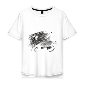 Мужская футболка хлопок Oversize с принтом луноход в Петрозаводске, 100% хлопок | свободный крой, круглый ворот, “спинка” длиннее передней части | вакуум | космос | луна | планета земля