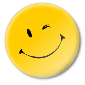 Значок с принтом Смайлик (2) в Петрозаводске,  металл | круглая форма, металлическая застежка в виде булавки | Тематика изображения на принте: smile | рожица | смайл | смайлик | улыбка