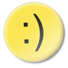 Значок с принтом Смайл в Петрозаводске,  металл | круглая форма, металлическая застежка в виде булавки | Тематика изображения на принте: smile | смайл | смайлик | улыбка
