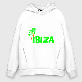 Мужское худи Oversize хлопок с принтом Ibiza в Петрозаводске, френч-терри — 70% хлопок, 30% полиэстер. Мягкий теплый начес внутри —100% хлопок | боковые карманы, эластичные манжеты и нижняя кромка, капюшон на магнитной кнопке | Тематика изображения на принте: ibiza | ибица | пальмы | фестиваль