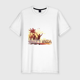 Мужская футболка премиум с принтом Ibiza (5) в Петрозаводске, 92% хлопок, 8% лайкра | приталенный силуэт, круглый вырез ворота, длина до линии бедра, короткий рукав | club | ibiza | ибица | клуб | пальмы | силуэты