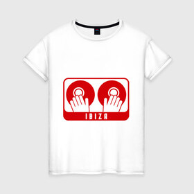 Женская футболка хлопок с принтом Ibiza (7) в Петрозаводске, 100% хлопок | прямой крой, круглый вырез горловины, длина до линии бедер, слегка спущенное плечо | ibiza | вертушка | вертушки | диджей | ибица | пластинка | фестиваль | электронная музыка