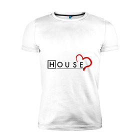 Мужская футболка премиум с принтом House love в Петрозаводске, 92% хлопок, 8% лайкра | приталенный силуэт, круглый вырез ворота, длина до линии бедра, короткий рукав | everybody lies | haus | house | все лгут | доктор | хауз | хаус | хью лори