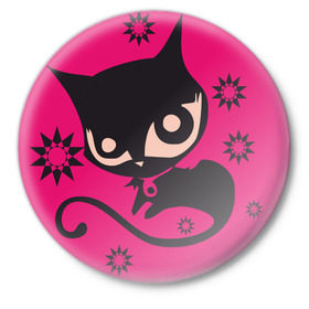 Значок с принтом Doom kitty (1) в Петрозаводске,  металл | круглая форма, металлическая застежка в виде булавки | Тематика изображения на принте: cat | kiti | kittie | kitty | кот | котэ | кошка