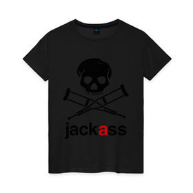 Женская футболка хлопок с принтом Jackass (Чудаки) в Петрозаводске, 100% хлопок | прямой крой, круглый вырез горловины, длина до линии бедер, слегка спущенное плечо | jackas | придурки | чудаки