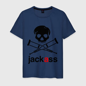 Мужская футболка хлопок с принтом Jackass (Чудаки) в Петрозаводске, 100% хлопок | прямой крой, круглый вырез горловины, длина до линии бедер, слегка спущенное плечо. | jackas | придурки | чудаки