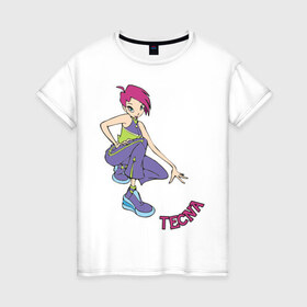 Женская футболка хлопок с принтом winX tecna в Петрозаводске, 100% хлопок | прямой крой, круглый вырез горловины, длина до линии бедер, слегка спущенное плечо | 