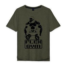 Мужская футболка хлопок Oversize с принтом Flex gym в Петрозаводске, 100% хлопок | свободный крой, круглый ворот, “спинка” длиннее передней части | powerlifting
