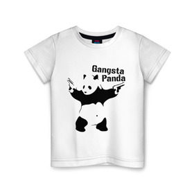 Детская футболка хлопок с принтом Gangsta Panda в Петрозаводске, 100% хлопок | круглый вырез горловины, полуприлегающий силуэт, длина до линии бедер | Тематика изображения на принте: панда