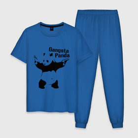 Мужская пижама хлопок с принтом Gangsta Panda в Петрозаводске, 100% хлопок | брюки и футболка прямого кроя, без карманов, на брюках мягкая резинка на поясе и по низу штанин
 | панда