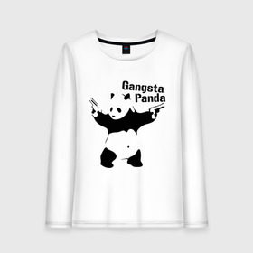 Женский лонгслив хлопок с принтом Gangsta Panda в Петрозаводске, 100% хлопок |  | Тематика изображения на принте: панда