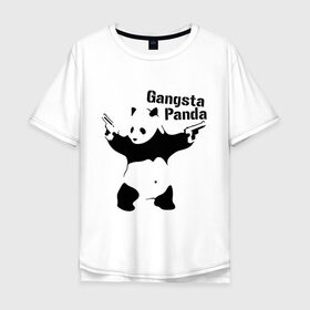 Мужская футболка хлопок Oversize с принтом Gangsta Panda в Петрозаводске, 100% хлопок | свободный крой, круглый ворот, “спинка” длиннее передней части | панда