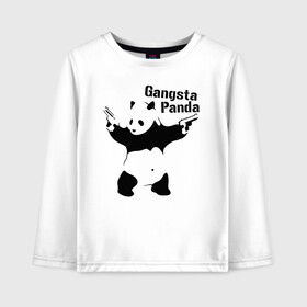 Детский лонгслив хлопок с принтом Gangsta Panda в Петрозаводске, 100% хлопок | круглый вырез горловины, полуприлегающий силуэт, длина до линии бедер | Тематика изображения на принте: панда