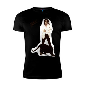 Мужская футболка премиум с принтом Michael Jackson (2) в Петрозаводске, 92% хлопок, 8% лайкра | приталенный силуэт, круглый вырез ворота, длина до линии бедра, короткий рукав | jackson | michael | mj | pop | джексон | майкл | майкл джексон | поп