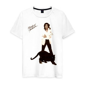 Мужская футболка хлопок с принтом Michael Jackson (2) в Петрозаводске, 100% хлопок | прямой крой, круглый вырез горловины, длина до линии бедер, слегка спущенное плечо. | jackson | michael | mj | pop | джексон | майкл | майкл джексон | поп