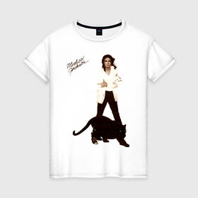Женская футболка хлопок с принтом Michael Jackson (2) в Петрозаводске, 100% хлопок | прямой крой, круглый вырез горловины, длина до линии бедер, слегка спущенное плечо | jackson | michael | mj | pop | джексон | майкл | майкл джексон | поп