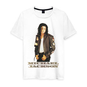 Мужская футболка хлопок с принтом Michael Jackson (4) в Петрозаводске, 100% хлопок | прямой крой, круглый вырез горловины, длина до линии бедер, слегка спущенное плечо. | jackson | michael | mj | pop | джексон | майкл | майкл джексон | поп