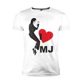 Мужская футболка премиум с принтом I love Michael Jackson (1) в Петрозаводске, 92% хлопок, 8% лайкра | приталенный силуэт, круглый вырез ворота, длина до линии бедра, короткий рукав | jackson | michael | mj | pop | джексон | майкл | майкл джексон | поп