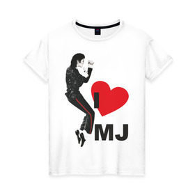 Женская футболка хлопок с принтом I love Michael Jackson (1) в Петрозаводске, 100% хлопок | прямой крой, круглый вырез горловины, длина до линии бедер, слегка спущенное плечо | jackson | michael | mj | pop | джексон | майкл | майкл джексон | поп
