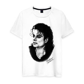 Мужская футболка хлопок с принтом Michael Jackson (6) в Петрозаводске, 100% хлопок | прямой крой, круглый вырез горловины, длина до линии бедер, слегка спущенное плечо. | jackson | michael | pop | джексон | майкл | майкл джексон | поп