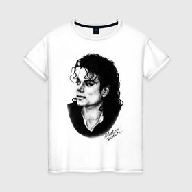 Женская футболка хлопок с принтом Michael Jackson (6) в Петрозаводске, 100% хлопок | прямой крой, круглый вырез горловины, длина до линии бедер, слегка спущенное плечо | jackson | michael | pop | джексон | майкл | майкл джексон | поп