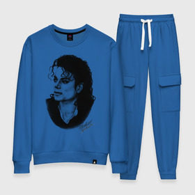 Женский костюм хлопок с принтом Michael Jackson (6) в Петрозаводске, 100% хлопок | на свитшоте круглая горловина, мягкая резинка по низу. Брюки заужены к низу, на них два вида карманов: два 