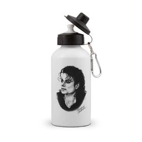 Бутылка спортивная с принтом Michael Jackson в Петрозаводске, металл | емкость — 500 мл, в комплекте две пластиковые крышки и карабин для крепления | jackson | michael | mj | pop | джексон | майкл | майкл джексон | поп