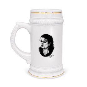Кружка пивная с принтом Michael Jackson в Петрозаводске,  керамика (Материал выдерживает высокую температуру, стоит избегать резкого перепада температур) |  объем 630 мл | jackson | michael | mj | pop | джексон | майкл | майкл джексон | поп